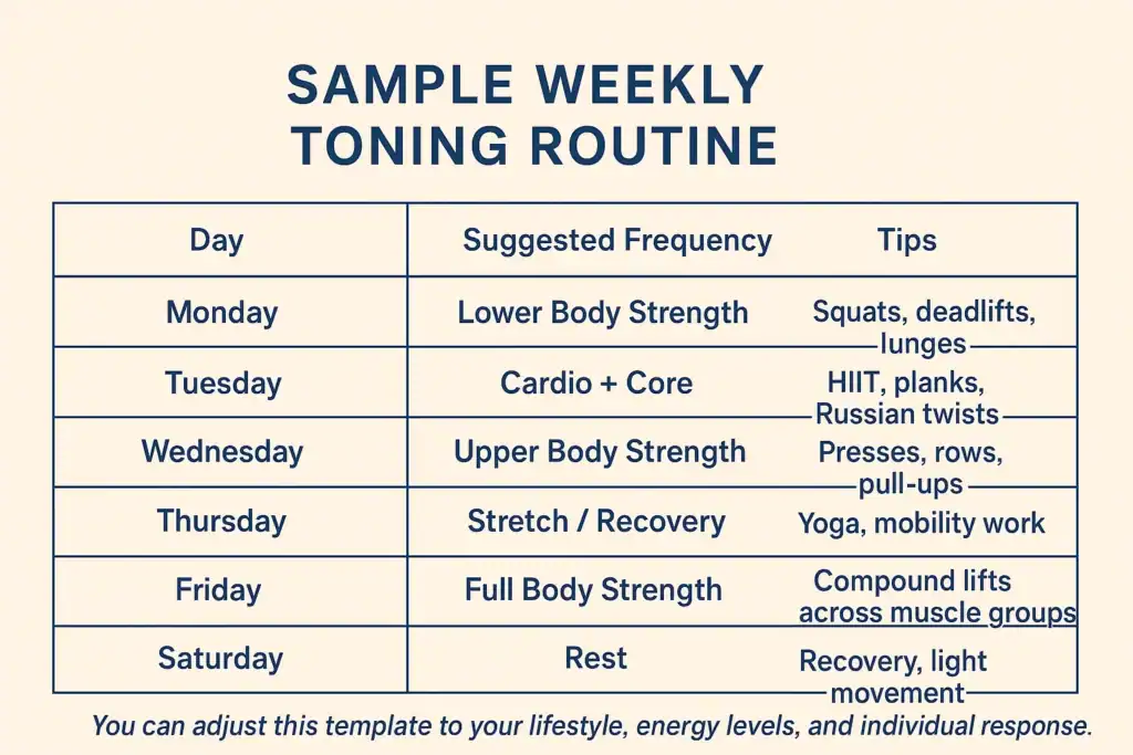 Achieving the Perfect Tone: How Often Should You Exercise for Results? 4 Weekly exercise Oxted plan graphic