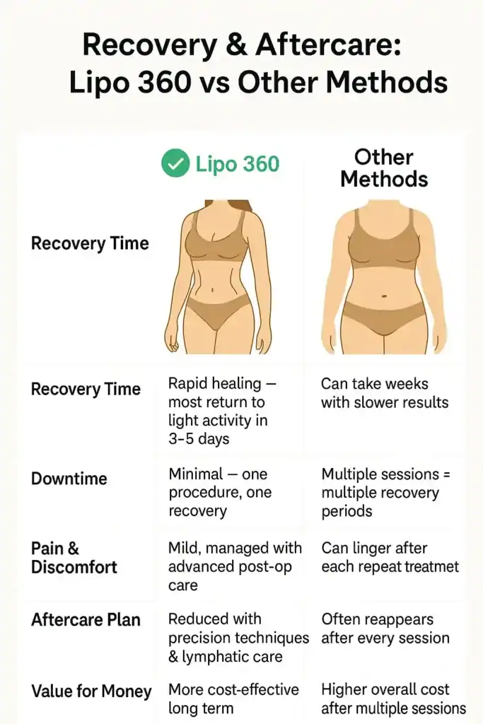Recovery and Aftercare for Fat-Dissolving Surgery 2 Table to show fat dissolving injection aftercare Oxted