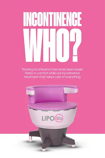 LIPO360 EMS Chair Can Help with Urinary Incontinence 2 Image of a urinary incontinence treatment seat Oxted